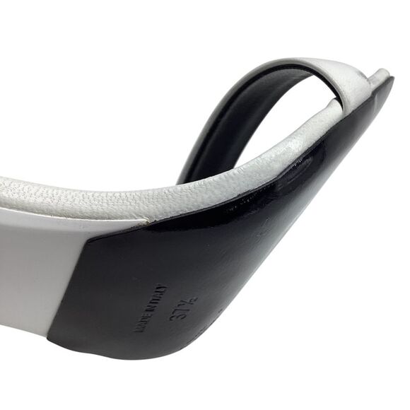 Versace Safety Pin Ankle-Cuff Sandals in White Leather - Picture 12 of 12